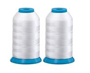 Set of 2 Huge White Spools Bobbin Thread for Embroidery Machine and Sewing Machine - 5500 Yards Each - Polyester -Embroidex 90 Weight