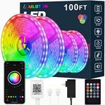 AILBTON 100FT/30M Led Strip Lights,RGB Led Light Strips Music Sync Color Changing Led Strip Built-in Mic,Bluetooth App Control LED Lights for Bedroom,Led Rope Lights with Remote