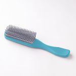 UMAI Flat Hair Brush with Strong & Flexible Bristles | 9-Row Curl Defining Brush for Thick Curly & Wavy Hair | Large Fan-type Head | Hair Styling Brush for Women & Men (Blue)