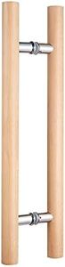 Glass Door Handle 304 Solid Connector,Wood Handle for Sauna Room,Double Sided Push Pull Handle Beech Wood Door Pull, H Shape Door Handle Bar, (Length 24inches, Wood Color(Straight Connector))…