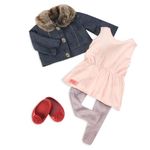 Our Generation – 18-inch Doll Clothes – Fashion Outfit – Denim Jacket – Pink Dress – Toys for Kids Ages 3 & Up – Just Fur You