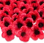 Xinnun Silk Artificial Stemless Faux Flowers for Veterans Day False Flowers Head Fake Wildflowers for Memorial Wedding Home Ornament Decoration Bouquet Corsages Party Centerpiece(Red, 150 Pieces)