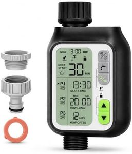 Outdoor Water Timer for Garden Hose, Hose Timer with Rain Sensor, Programmable Sprinkler Timer with Automatic Drip Irrigation System for Lawn Yard, Smart Sprinkler Controller 1 Outlet, Black