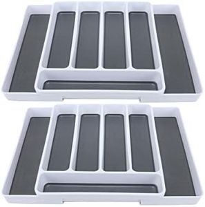 [2PCE] Home Master Cutlery Tray Organizer, Adjustable and Expandable Kitchen Utensil Drawer Divider, Durable and Easy to Clean with Non-Slip Bottom