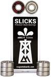 Slicks Stainless Steel Race Bearings | Pre-Lubricated Premium Skateboard & Longboard Bearings | High Speed ABEC 9 | (Pack of 8)