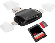 SD Card Reader 4 in 1, Portable Memory Card Reader USB OTG Adapter, OTG Memory Adapter Connector for iOS Mobile Phone (Black)