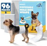Powools Male Dog Wraps - 96 Count Disposable Dog Diapers Small Size with Wetness Indicator, Leakproof & Comfortable, Highly Absorbent Belly Bands for Training, Incontinence, Travel, Small