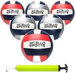 Xcello Sports Volleyball Assorted Graphics with Pump Red/Navy/White, Grey/Navy/White (6 Pack)