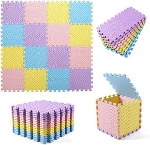 Tamiplay 16Pcs Foam Play Mat, EVA Soft Interlocking Floor Mats, Solid Colored Foam Puzzled Floor Mats, Baby Play Mat Exercise Mats with Storage Bag(Pink/Purple/Yellow/Light Blue)