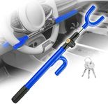 CARTMAN Vehicle Steering Wheel Lock Blue Car Anti Theft Security Lock with Adjustable Length Fit for Cars Trucks Vans and SUVs