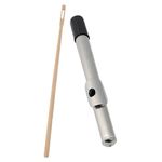 BQLZR Flute Head Joint 8.89" Silver with Wood Flute Stick 13.78" for Repair Pack of 2