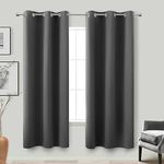 72 Length Blackout Curtains for Bedroom 2 Panels Set Sun Heat Blocking Thermal Insulated Grommet Dark Grey Room Darkening Heat Saving Energy Efficient Sound Deadening Drapes for Doorway 72 Inches Long