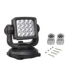 Super Bright Offroad LED Spotlight Head Light, Wireless Remote-Controlled, 6000K Cool-White Long-Range Spot Beam for Trucks & Boats, Corrosion & Vibration Resistan, 12V/24V DC, Black Finish, 1-Pack