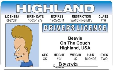 Signs 4 Fun Parody Driver’s License | WY - Beavis ID | Fake ID Novelty Card | Collectible Trading Card Driver’s License | Novelty Gift for Holidays | Made in The USA