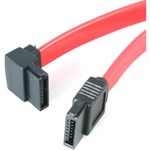 StarTech.com SATA to Left Angle SATA Serial ATA Cable - SATA cable - Serial ATA 150/300/600 - SATA (R) to SATA (R) - 1 ft - left-angled connector - red - SATA12LA1