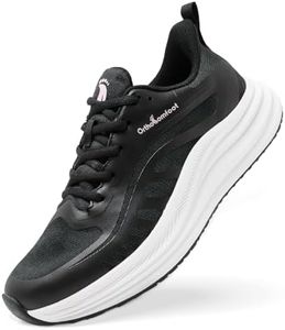 Women's Orthopedic Fashion Sneakers: Comfortable Plantar Fasciitis Orthotic Arch Support Bunions Recovery Trail Sneaker, Breathable Indoor Outdoor Cycling Driving Sport Walking Shoes Black Size 8.5
