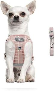 FEimaX No Pull Dog Harness and Leash Set, Soft Padded Pet Plaid Vest Harness for Small Medium Dogs and Cats, Reflective Ajudstable Puppy Harnesses for Walking Training