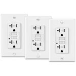 ELECTECK 3 Pack GFCI Outlets 20 Amp, Tamper Resistant (TR), Decor GFI Receptacles with LED Indicator, Ground Fault Circuit Interrupter, Decorative Wallplate Included, ETL Certified, White