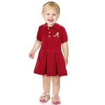 Little King NCAA Short Sleeve Infant and Toddler Girls Polo Dress-100% Cotton-Newborn and Infant Sizes, Alabama Crimson Tide, 12 Months