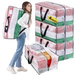 TAILI 4 Pack Extra Large Moving Bags, Clear Heavy Duty Totes For Storage With Sturdy Zipper and Strong Handles, Storage Bags for Space Saving Moving Storage, Alternative to Moving Boxes