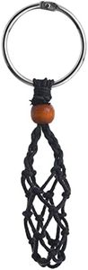 Diy Keychain Unfinished Macrame String Lanyard Stone Crystal Holder Cord Unique, Jewelry Making Accessories for Black Cage (Black, Small)