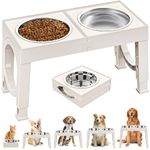 XiaZ Elevated Dog Bowls, 5 Heights Adjustable Dog Raised Bowl Stand with Two 1000ML Stainless Steel Dog Food and Water Bowls, Pet Bowl Holder to Protect Dogs Joints for Small Medium Large Dog