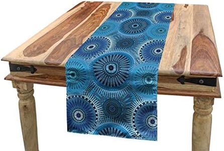 ABAKUHAUS Mandala Azul Camino de Mesa, Azul asiático de la Vendimia, Decorativo para el Comedor o Sala de Estar Fácil de Limpiar, 40 x 180 cm, Multicolor