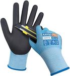 KAYGO Cut Resistant Gloves,Micro Foam Nitrile Coated 3 Pairs,5 Fingers Touch Screen,ANSI Cut Level A4,Safety Work Gloves for Industrial,Construction,Mechanical Use,Blue,L