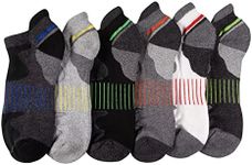 Sof Sole Men’s Bamboo Cushioned Performance No-Show Athletic Sock with Heel Tab, Multi-Pack (6-pair), Black,Grey, Blue, Yellow, Green, Orange, One Size