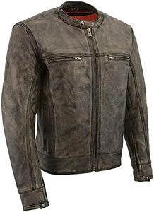 Milwaukee Leather Men's Distressed Brown Motorcycle Jacket w/Venting, Brown, Medium