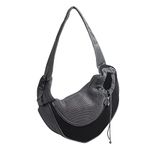 Pet Dog Sling Carrier, Breathable Mesh Portable Travel Safe Pet Sling Shoulder Bag Carrier with Adjustable Non-Slip Shoulder Strap for Small Dogs Cats Puppy (Small, Black)