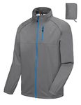 Little Donkey Andy Men's Waterproof Cycling Stretch Jacket, Running Golf Rain Jacket, Ultralight Windbreaker, Packable Gray Size XXL