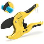 BLOSTM Plastic Pipe Cutter - Heavy Duty Ratchet Pipe Cutters with 42mm Outside Diameter Cutting Capacity for PVC, PEX, PPR Plastic Pipes & Rubber Hoses - Ergonomic Non-Slip Handle & Safety Lock