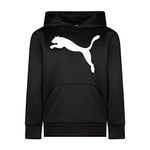 PUMA Boys' Logo Pullover Hoodie, Black/White, Medium