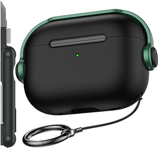 R-fun Airpods Pro Case (2nd/1st Gen,2023/2022/2019) with Secure Lock & Cleaning Kit, Music Headset Earphone Protective Case Cover Compatible with Airpods Pro 2 (USB-C/Lightning Cable), Black/Green