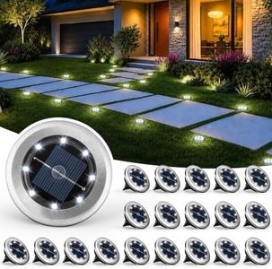 SOLPEX 20 Pack Small Solar Ground Lights, Pathway Lights Cool White