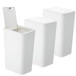 3 Pack Small Trash Can with Lid, 2.6 Gallon/10 Liter Slim Garbage Can, Waste Basket with Pop-Up Lid, Trash Bin for Bathroom, Kitchen, Bedroom, Powder Room, Craft Room, Office, College (Off White)