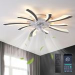 Depuley Ceiling Fan with Remote Control, 5 Light LED Ceiling Fan with Dimmable, Silent DC Motor Reversible 6 Speeds Ceiling Fans with Lights for Bedroom, Living Room，Timer, 3000K-6000K, Black