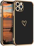 GUAGUA Case for iPhone 11 Pro Max,11 Pro Max Case Luxury Electroplate Edge Bumper Cute Heart Pattern Cover for Women Girl with Camera Protection & 4 Corners Shockproof Protection Phone Case 6.5" Black