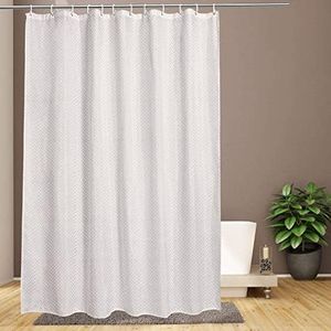 AURA FAB Polyester Bathroom Shower Curtain | Quick Dry Easy-Slide Curtains | Stylish Zig Zag Design Water Resistant Curtain for Home, Bath Décor and Hotel Use (Cream, 4FT W x 7FT H)