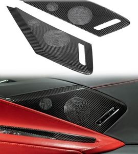 NUBEHONE C8 Door Speaker Trim Cover for Corvette C8 2020-2025 Stingray Z51 Z06 E-Ray Carbon Fiber Interior Trim