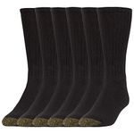 Gold Toe Men's Harrington Crew Socks, Multipairs Casual, Black, X-Large (Pack of 6)