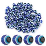 SAVITA 100pcs Blue Evil Eye Beads Eyeball Beads Handmade Resin Beads Charms for DIY Bracelets Necklace Jewelry Making (10mm/0.4 inch)