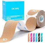 OK TAPE Synthetic Kinesiology Tape Precut Strips, Waterproof Kinesiology Athletic Tape for Joint & Muscle Support, Reflective and Durable K Tape, 2in×16.4ft Roll 20PCS | Beige