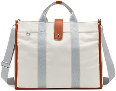 Barsine Women’s Lightweight Tote Bag for Work with 15.6 Inch Laptop/Computer Compartment Water Bottle Pockets, White