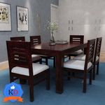 WOODBONE 6 Seater Dining Table | Wood Dining Table with Chair | Dining Room Set | Dining Table Set | Sheesham Wood Dining Table 6 Seater | Wooden Dining Table | 6 Seater, Mahogany Finish