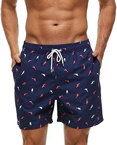 TMEOG Bañador Hombre Pantalones Cortos de Baño Bañadores Surf Playa Hombre Traje de Baño Secado Rápido Shorts de Natación con Bolsillos y Cordón(Cangrejo,XL)