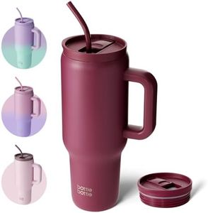 BOTTLE BOTTLE 40 oz Tumbler with Handle and Straw,Stainless Steel Vacuum Travel Mug,Car Cup with Straw, Stainless Steel Vacuum Water Bottle for Gifts Party Office Coffee (Cherry Red)