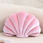 XIAIJIA Seashell Decorative Pillow Shell Shaped Throw Pillow 3D Insert Beach Pillow Soft Velvet Pillow Sea Ocean Decoration Couch Bed Pillow Cushions(Pink,14 X 11 inch)