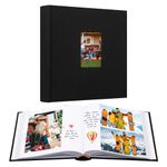 Aevdor 4x6 Photo Album with Writing Space Holds 240 4x6 photos or 120 5x7 Photos, Linen Cover Acid Free Pages 4x6 Photo Book, Photo Album 4x6 5x7 with Memo for Family Wedding Baby Kid Pictures, Black